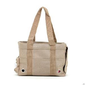 khaki canvas dog cat bag pet carrier