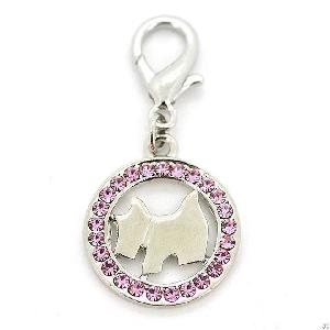 Schnauzer Diamond Blue Pink Dog Charm For Puppy