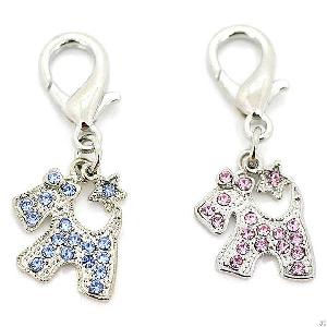 Schnauzer Full Diamond Blue Pink Dog Charm For Puppy