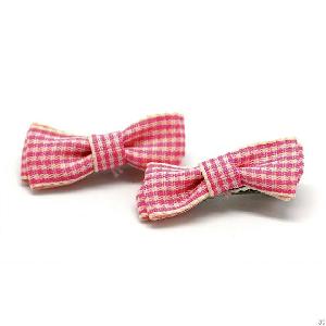 Pink Trellis Bowknot Design Pet Dog Hair Clips