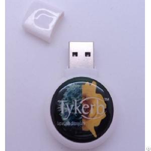 Customs Circle Usb Flash Drive With Doming Logo