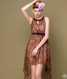 Charming Pattern Leopard Print Silk Cocktail Dress