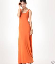 Elegant Western Sleeveless Backless Long Dresses Orange Black