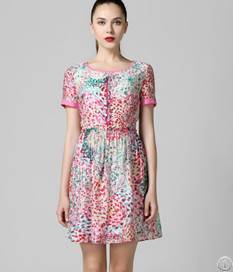 Floral Print Short Sleeve Classy Elegant Dress