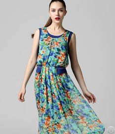 flower print gorgeous maxi dresses blue