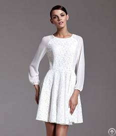 Lace Embellished Long Sleeve Dress Patterns White Green