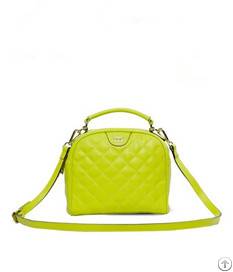 Newly Ling Shape Fashion Color Cow Leather Womens Bag Black Yellow