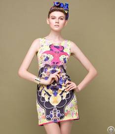 Polyester Slimming Flower Print Reception Dresses