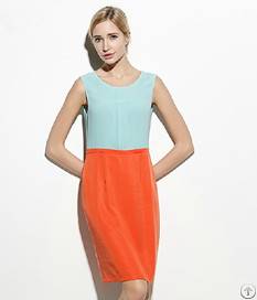 matching round collar sleeveless women dresses
