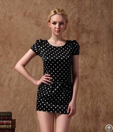 Round Collar Black Polka Dot Dress