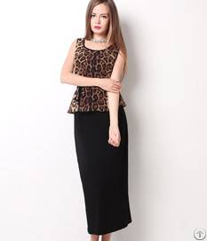 western leopard sleeveless pieces women dress