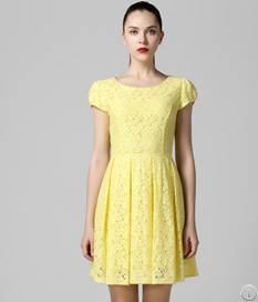 Ol Style Yellow Lace Dress