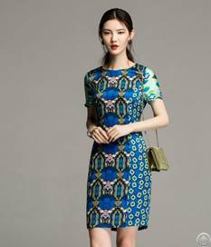 Short Sleeve A Shaping Dresses Blue