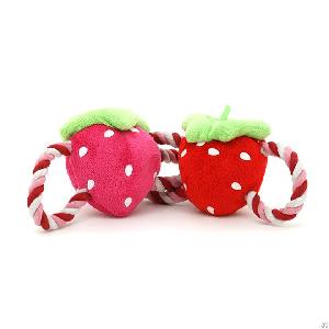 Strawberry Pet Plush Rope Screaming Pet Toys Dog Playing