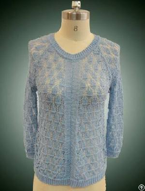 2014 Ladies Computer Knitted Pullover Sweater With 63%polyester37%viscose