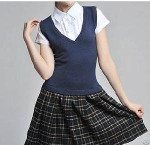 Girls Style Knitted Dress School Uniform Sweater