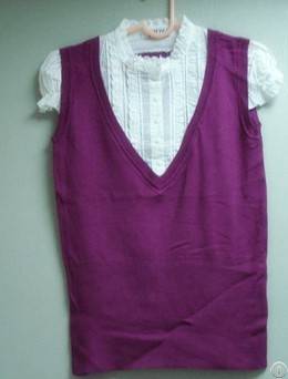 Ladies Knitted Sleeveless Sweater With Viscose / Nylon / Elastane