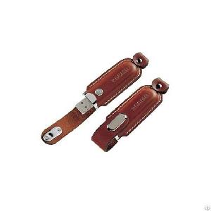 Double Stitched Leather Usb Pen Drive With Magnetic Snap