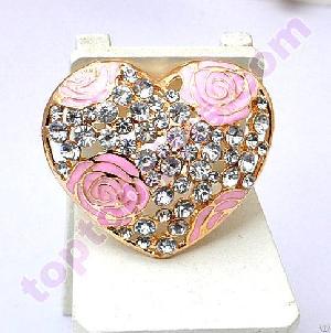 Heart Rhinestone Cabochon With Flower Crystal Purfume Bottle Ornament