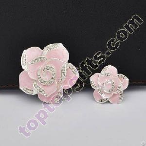 One Pair Flower Rhinestone Cabochon Car Decoration