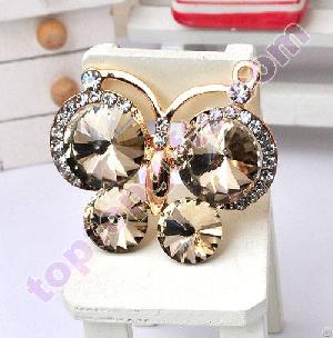 Round Stone Butterfly Rhinestone Cameo Phone Shell Decoration