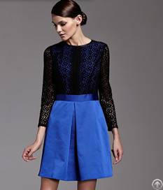 lace decorate dresses sleeve blue