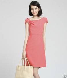 Newly Elegant Boat Collar High Waist Dress Orange