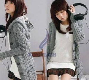 Fashion Women S Knit Wool Cardigan Sweater Black / White / Gray