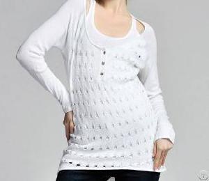 Ladies Fashion Style White 100% Cotton Sweater