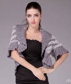 Ladies Rabbit Fur Fashion Shawl Sweater