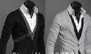 Men S Knitwear Cardigan Double Breasted Slim Casual Sweater 65%cotton, 25% Polyester