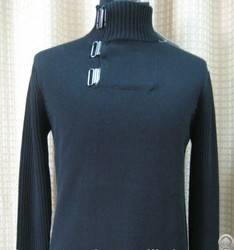 Mens Pullover Sweater With Metal Buckle At Collar From China Factory