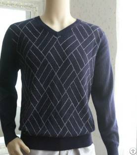 Stripe Custom Cashmere Pullover Sweater For Men With 100% Cashmere