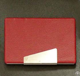 leather metal magnetic card case holder