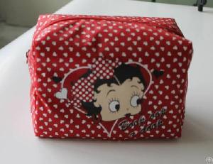 Quilted Pu Cosmetic Bag For Lady