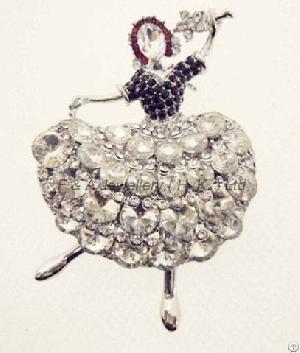 Angel Brooch, Clear Jet Siam Crystal, Rhodium Plated, Dbh00841