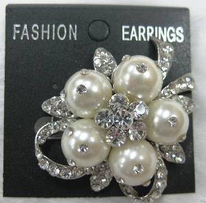 Brooch Bh02975, Big Pearls, Rhodium