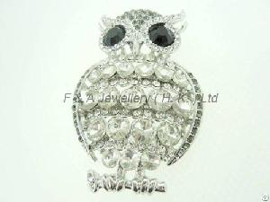 Brooch, Clear Jet Crystal, Rhodium Plated, Dbh00842