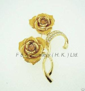 brooch gold finish clear crytal enamel electroplate dbh00867