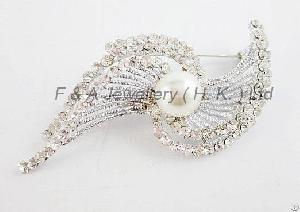 Brooch, White Pearls Crystal, Bh03784