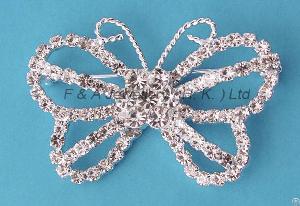 Butterfly Brooch, Clear Csytal, Thick Silver, Dbh00016