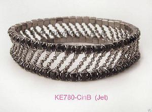 Cin Stretchy Bracelet, Clear Crystals, Silver Plated, Claw
