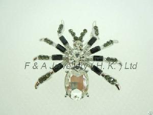 crystal brooch clear bld jet rhodium d