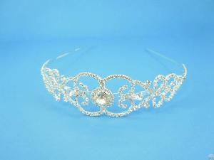 Dchr00016, Tiara, White Crystal, Rhodium Plated