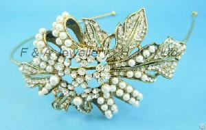 dhr00094 tiara crystals pearls alloy