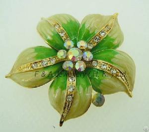 Fashion Brooch, Clear Crystal Glass Pearl Enamel, Electroplate Gold, Dbh00854