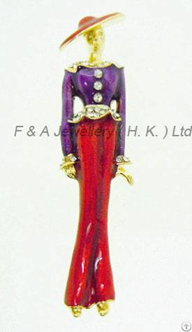 Fashion Brooch, Clear Crystal, Red Purple Enamel, Dbh00781