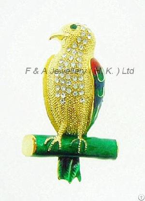 Fashion Brooch, Clear Crystal, Yellow Green Enamel, Electroplate Gold, Dbh00780