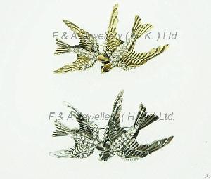 Fish Brooch, Clear Csytal, Antique Gold / Rhodium With Black Finish, Dbh00870