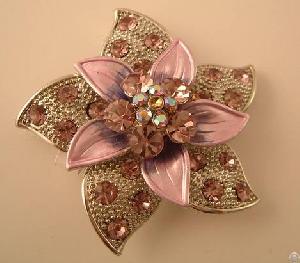 Flower Brooch, Light Amethyst Crystal, Rhodium Plated Bh01699